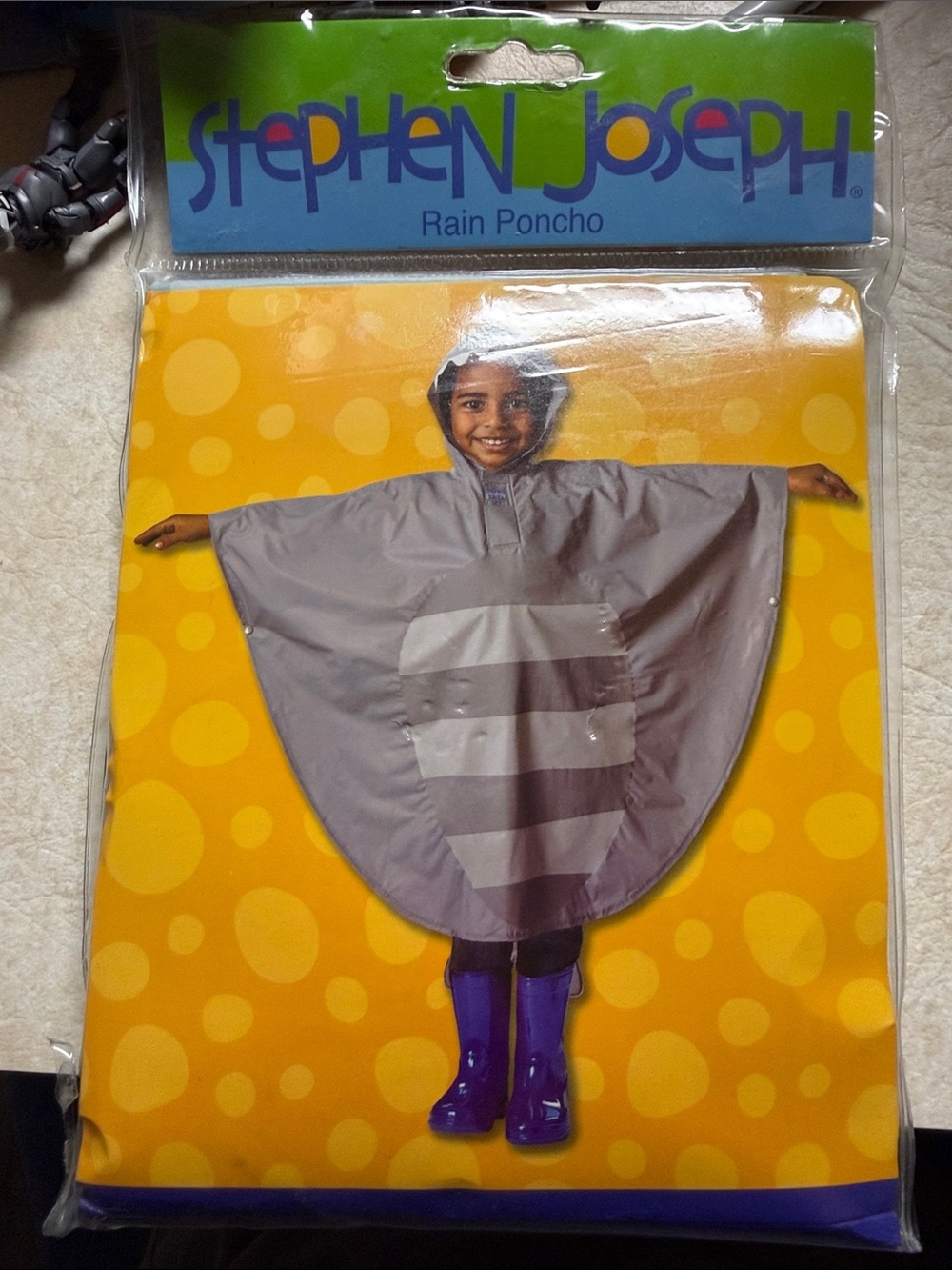 Kids' Gray Rain Poncho - Lightweight Hooded Cover